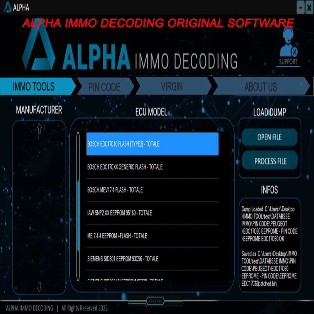 ALP-HA IMMO DECODING ORIGINAL SOFTWARE For Modifying The Status Of Immobilizer Activated Online TOOL