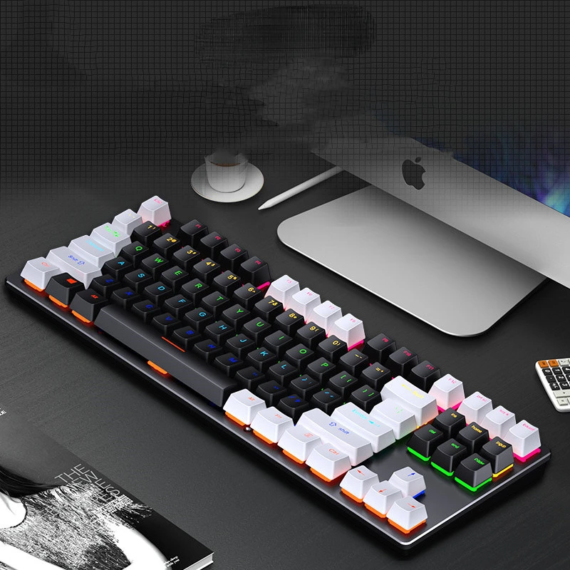 

Big Sale True Mechanical Keyboard USB Wired Blue Red Axis 87key Anti-ghosting RGB Backlit Gamer PC Computer Desktop Home Office