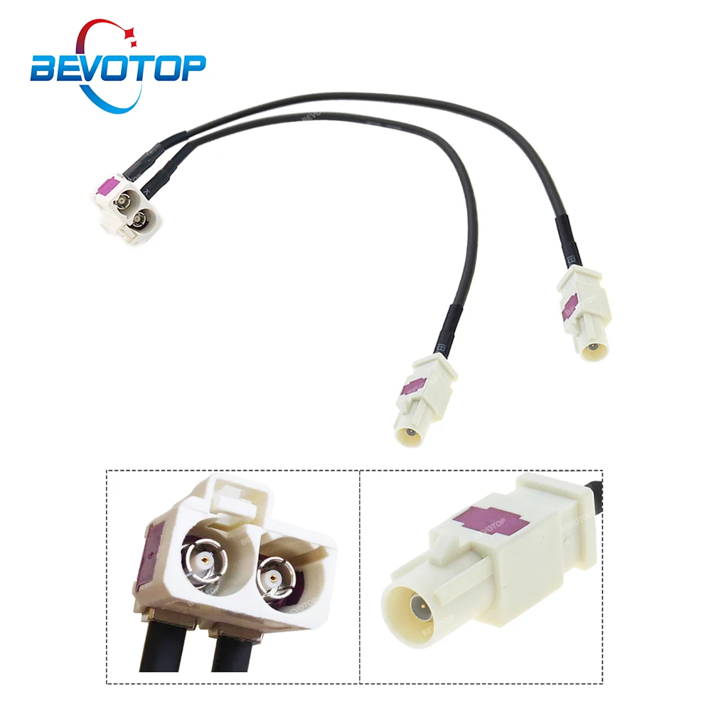 

BEVOTOP OEM Fakra Splitter Cable 2 Female to 2 Male FAKRA II Radio Antenna Adapter Pigtail for VW Jetta/Golf / Passat / Tiguan