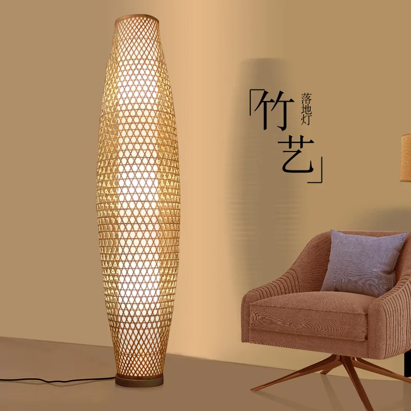 Southeast Asia Bamboo Wicker Rattan Floor Lamps Vase Light Fixture Standing Lamp for Living Room Nordic Style Home Decor | Лампы и
