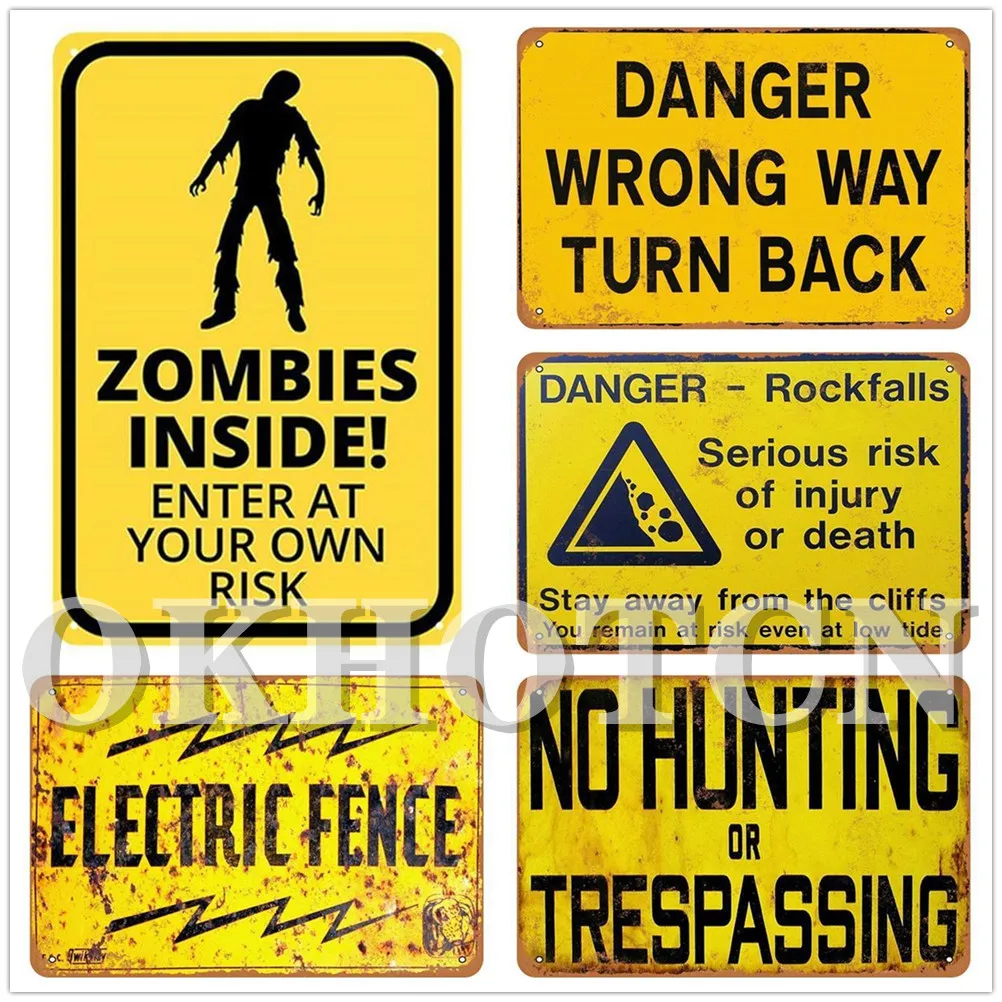 

Warning Danger Metal Tin Plaque Vintage Tin Sign Pin Up Shabby Chic Decor Metal Signs Bar Decoration Metal Art Poster Plates