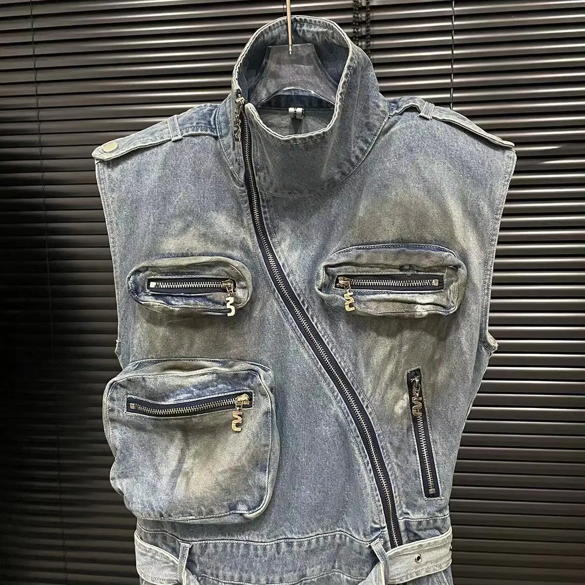 Джинсовый комбинезон-карго комбинезон на молнии с множеством карманов