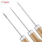 3 шт.компл., шило для шитья с деревянной ручкой, искусственная кожа, перфоратор, инструмент сделай сам для ремонта обуви, крючок, аксессуары для кожи