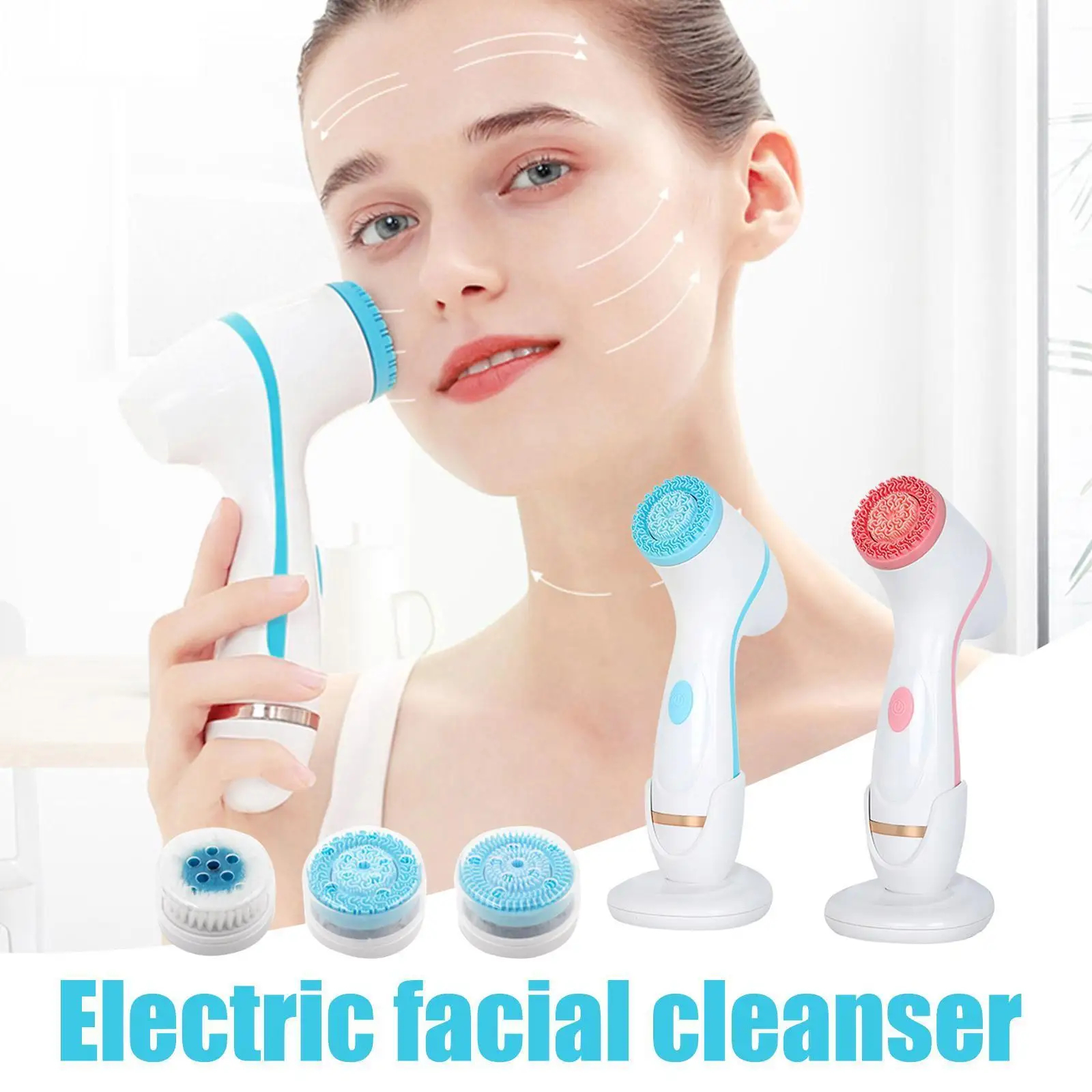

Multifunctional 3In1 Electric Facial Cleansing Brush Skin Brush Deep Exfoliate Rotating Face Peeling Cleaning Cleanser Sili I5G4