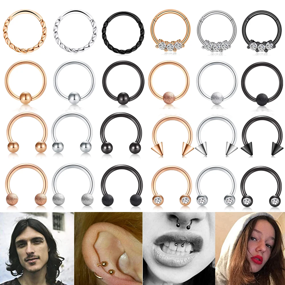 

Кольцо хирургическое стальное для перегородки, кликер, навесное кольцо в нос для бровей и хрящевой ткани, серьги для пирсинга
