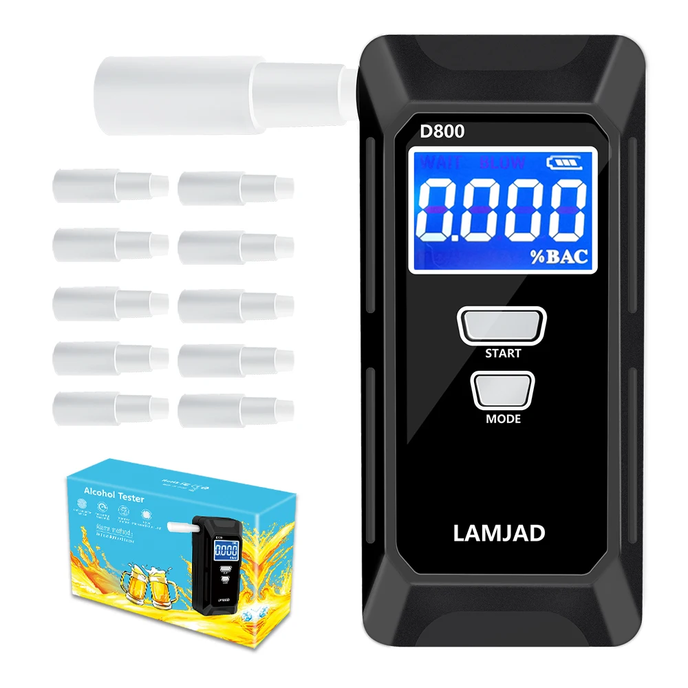 

Newest D800 high accuracy Prefessional Police Digital Breath Alcohol Tester Breathalyzer Free shipping Dropshipping