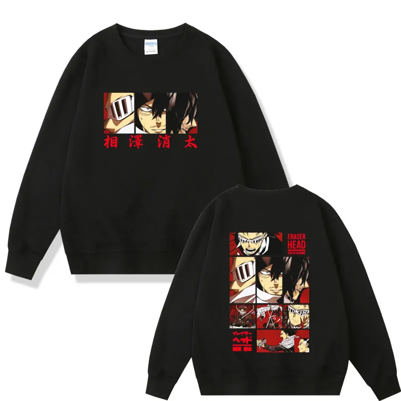 

Anime My Hero Academia Graphic Print Sweatshirt Eraser Head Aizawa Shouta Pullover Sweatshirts Unisex Fashion Hip Hop Streetwear