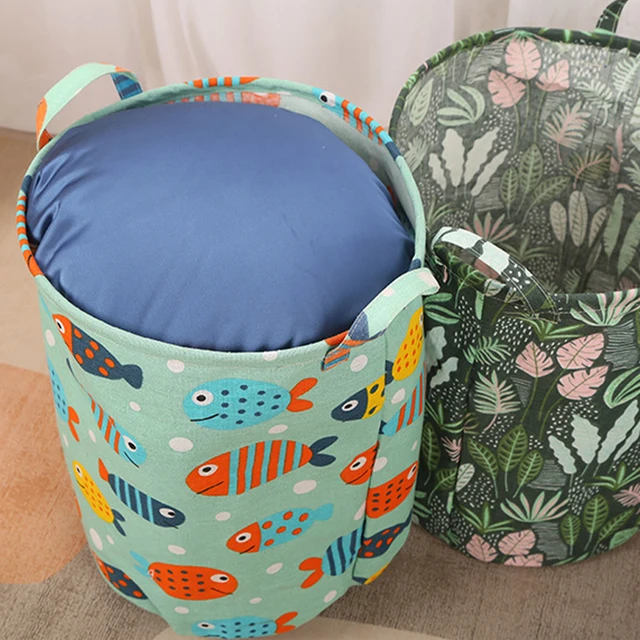 New Print Laundry Basket Portable Foldable Home Laundry Storage Bag Cotton Linen Hamper for Kids Toys Dirty Clothes Basket 3