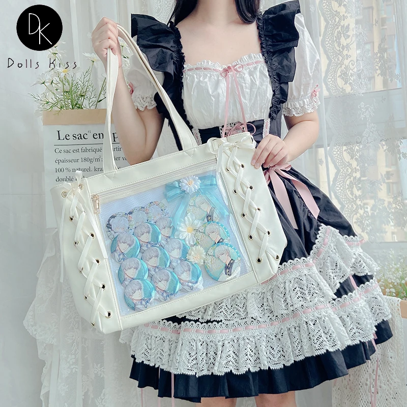 

Harajuku Classic ItaBag Ribbons Shoulder Bags Women Japanese Transparent One Sided Soft Girls Lovely Little Fresh Clear Ita Bag