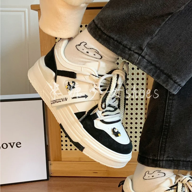 SHANPA 2023 Spring and Autumn Versatile Sports Shoes for Women Niche Original Korean Fashion Casual Student White Shoes