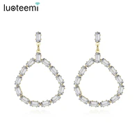 luoteemi korean design water drop loop dangle earrings for women party with clear cz fashion jewelry brincos christmas gifts