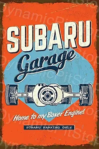 

Subaru Garage Boxer Engine Rustic Tin Sign
