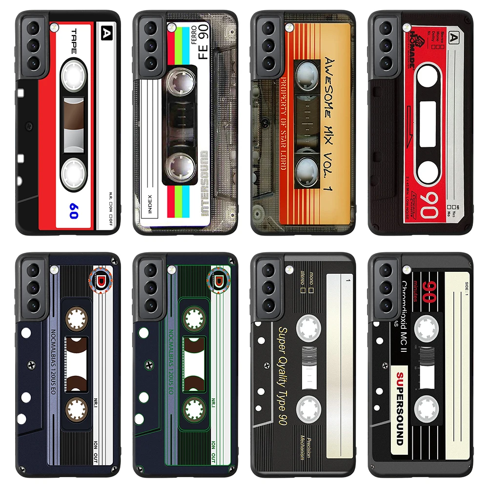 

Vintage Cassette Tape Retro Style for Samsung Galaxy Note 20 10 Lite 9 S10E S22 Ultra S21 S20 FE S10 5G S9 S8 Plus Soft TPU Case