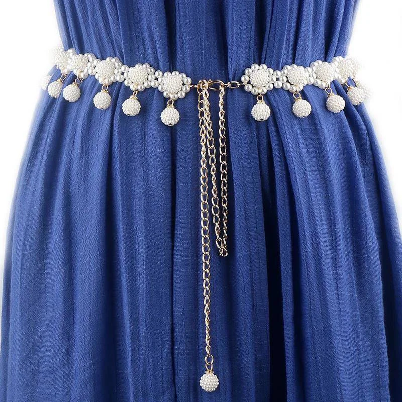 New Dress Manual Pearl Waist Chain Tassel Ladies Sweet Beauty Decoration All-Match Multi-Layer Fashion Belt For Women
