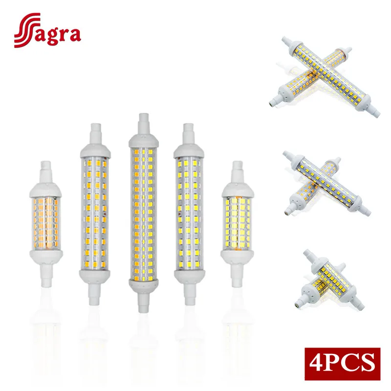4pcs/lot R7S LED 78mm 118mm 135mm R7S Spotlight 6W 9W 12W AC220V Lamp Bulb Ceramics Tube Replace 30W 50W 100W Halogen Lamp Light