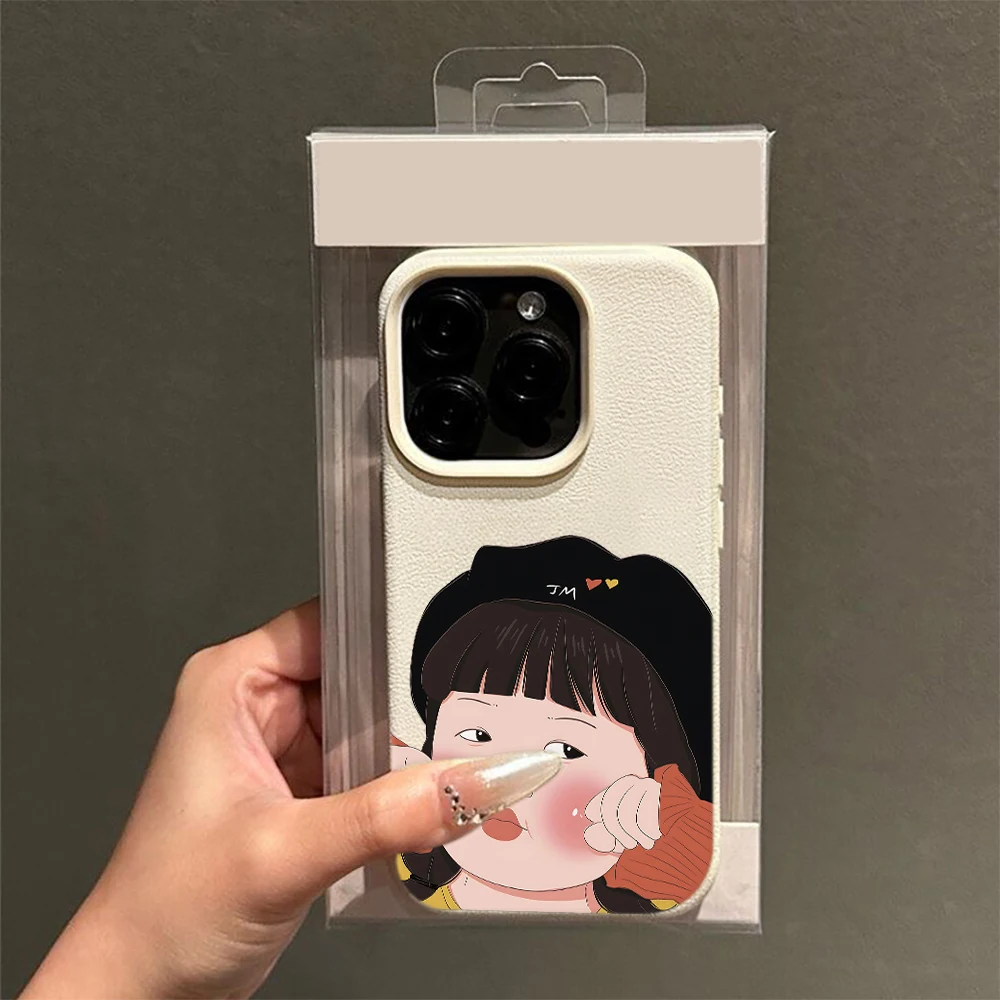 Фото Мягкий чехол для iPhone 11 12 13 14 15 16 17 Pro Max Plus Air с креативным дизайном и забавным изображением милой девушки №1