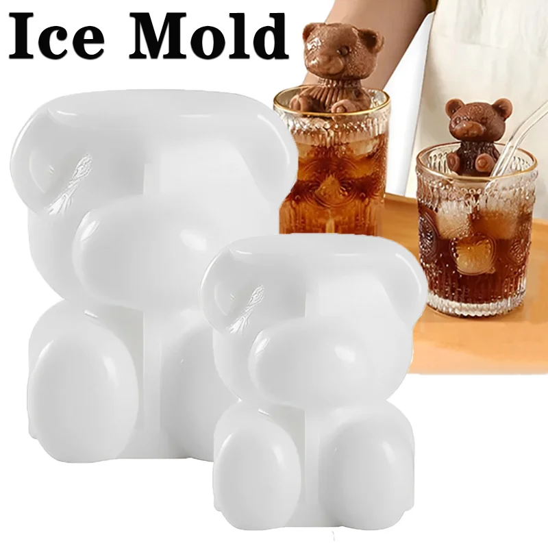

3D Bear Shape Silicone Mold Ice Cube Maker Chocolate Cake Mould Candy Dough Mold For Coffee Milk Tea Fondant Whiskey Ice Mold