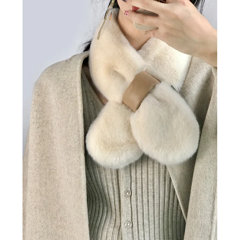 New Women's Winter Scarf Faux Fur Plush Scarf Fashion Soft Plush Thicken Snood Scarves Shawl For Adult Kids Women Girls