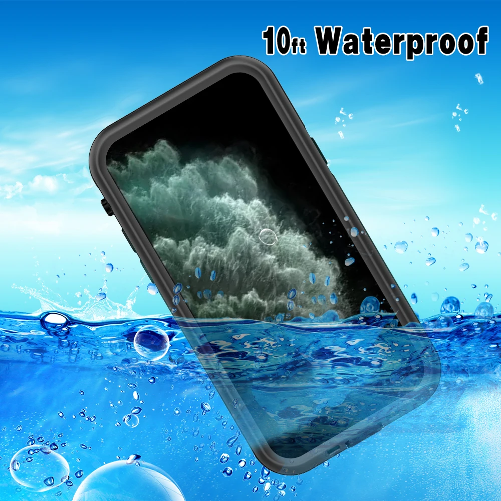

10ft Waterproof Case for iPhone 11 Pro Max XR X XS Max 7 8 Plus 360 Full-Body Rugged Clear Back Case Cover Anti Skid Fall