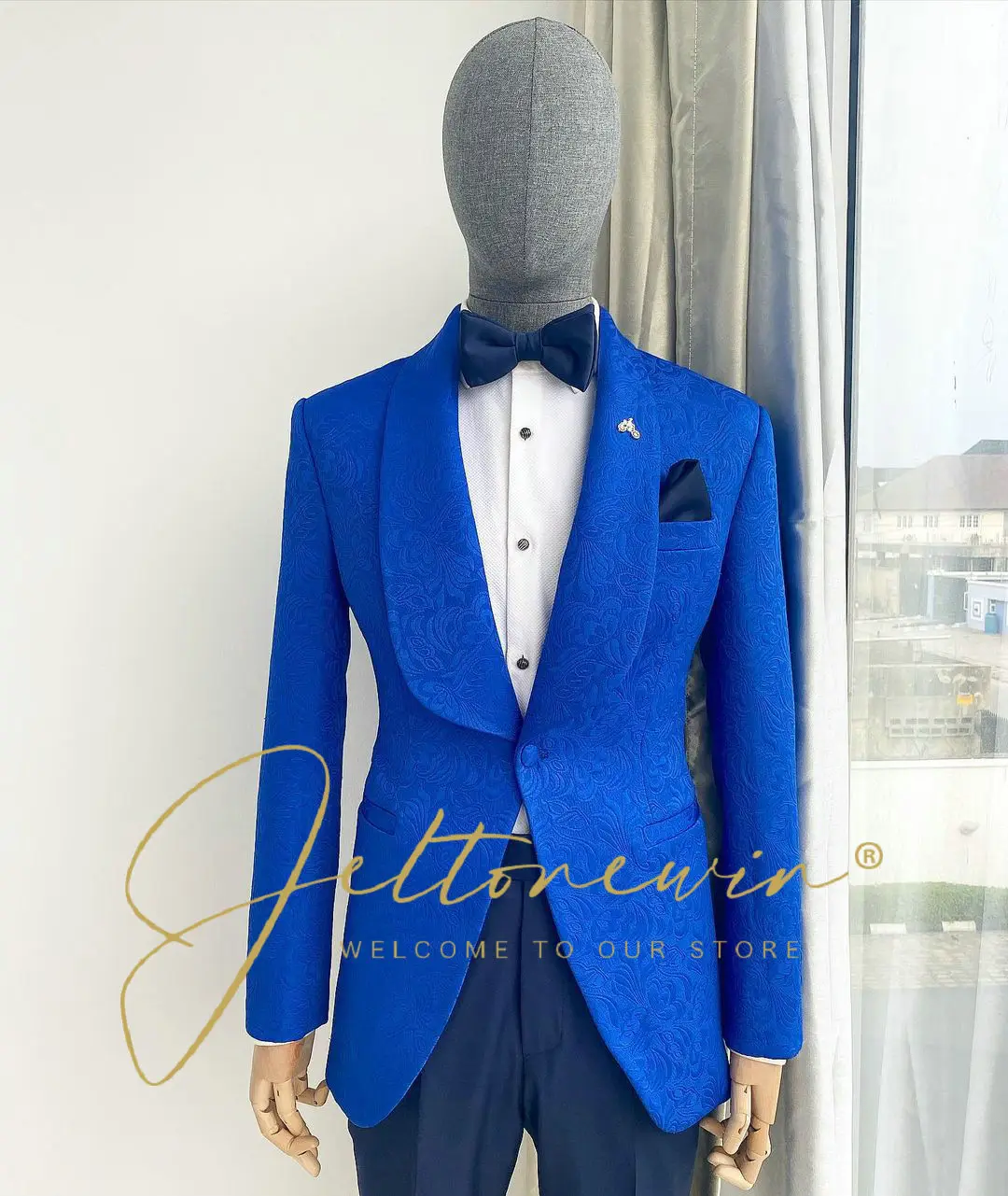 

Жаккардовый Свадебный мужской костюм, индивидуальный облегающий модный смокинг для жениха, Официальный Блейзер, костюм из 2 предметов, мужской свадебный костюм, 2022 пиджак, комплекты