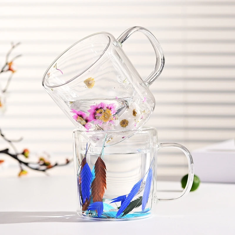 Стеклянная чашка с двойными стенками декоративная стеклянная для цветов бутылка