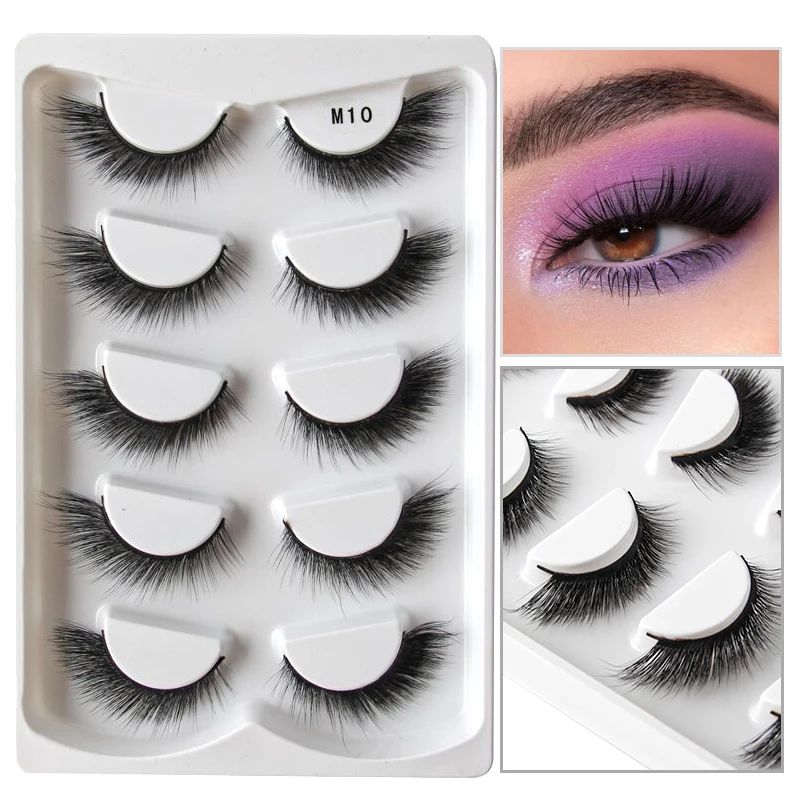

3/5Pairs Cat Eye Half Lashes Natural Wispy Soft Fluffy False Mink Lashes Fox Eye Reusable Faux Cils Eyelash Extension Makeup
