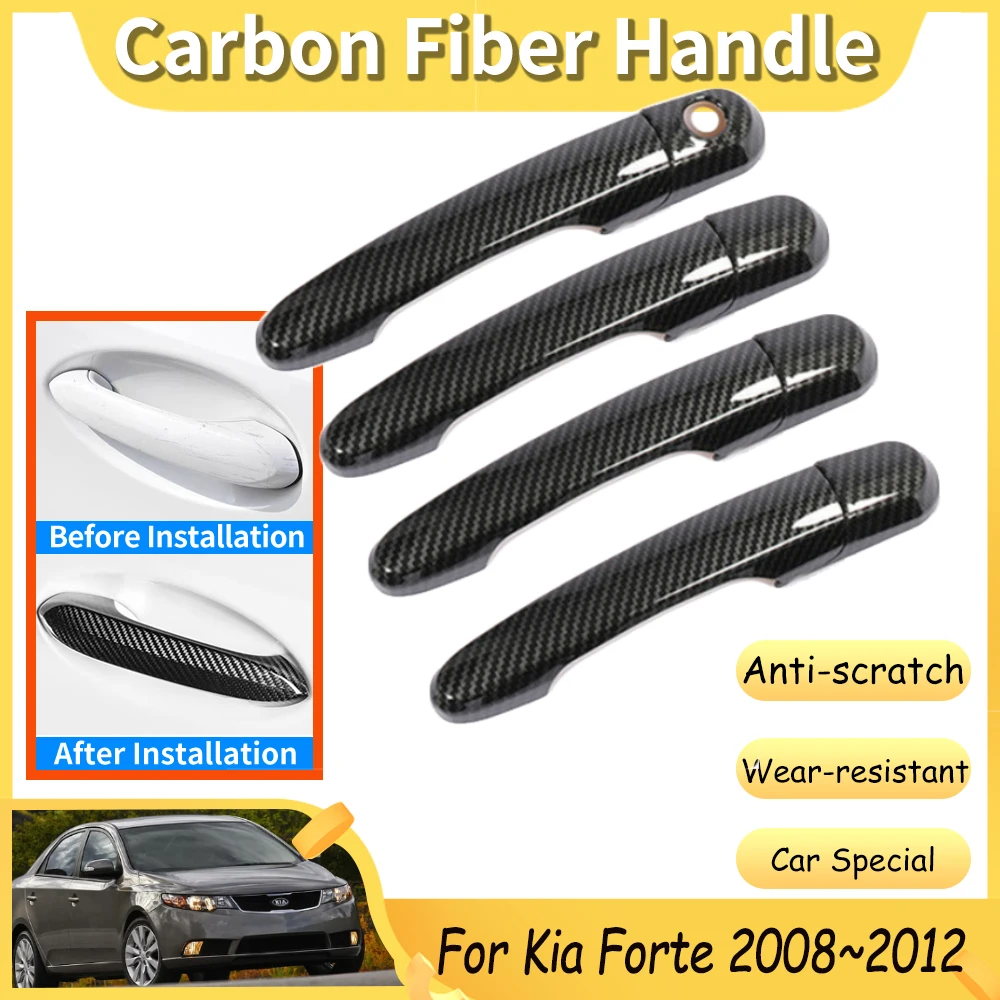 

Хромированная накладка на дверную ручку автомобиля из углеродного волокна для Kia Forte K3 Cerato TD MK1 2008 2009 2010 2011 2012, автомобильные аксессуары