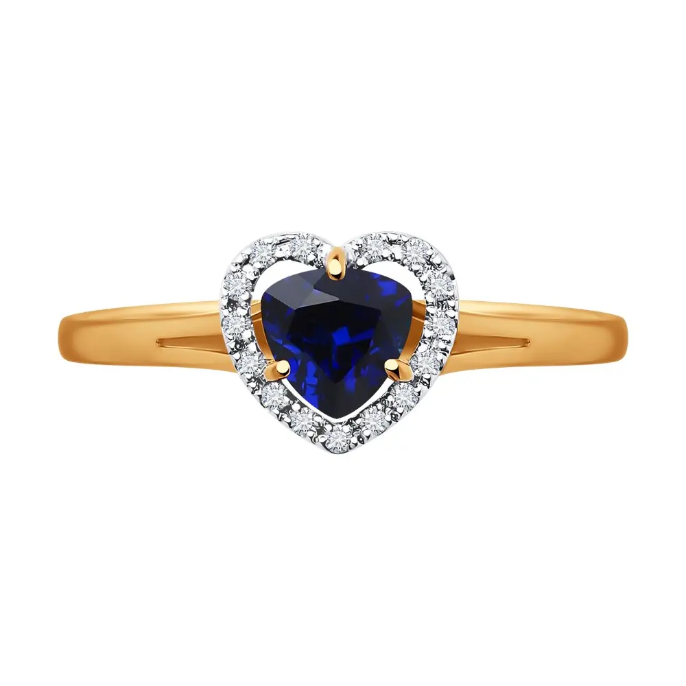 Кольцо SOKOLOV Diamonds из золота с бриллиантами и корундом сапфировым (синт.) Золото 585