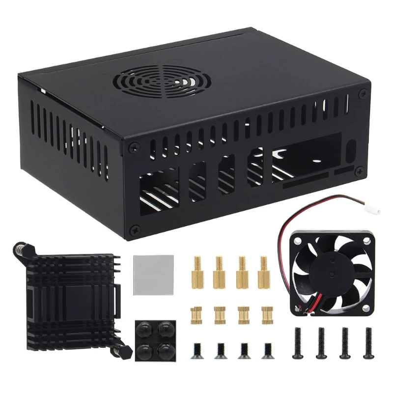 Для OrangePi 5 металлический корпус с рассеиванием тепла и охлаждающим вентилятором |