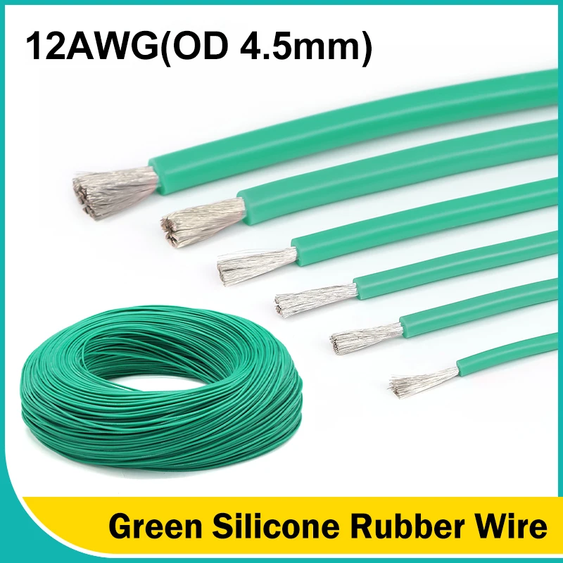 

Зеленые мягкие силиконовые резиновые провода 30/28/26/24/22/20/18/16/15/14/13/12/10/08 AWG гибкий электрический кабель для автомобильного инверторного аккумулятора