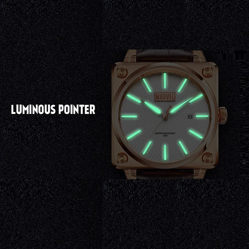 Часы мужские кварцевые из нержавеющей стали прямоугольные светящиеся со