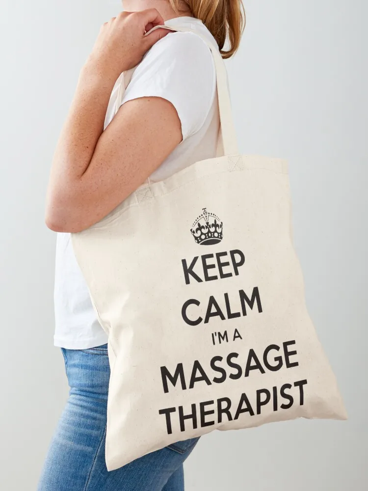 Keep Calm I Am A Массажный терапевт Черная текстовая большая сумка милая для рук