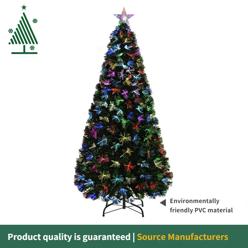 

New Year artificial Christmas tree fir pine snow covered all colors led & fiber optic lighting & Star 90/120/150/180/210
