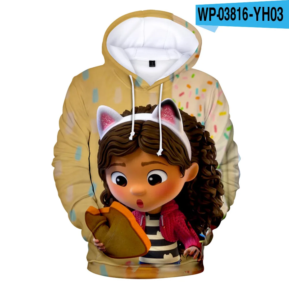 3-20Y Kids Gabbys Dollhouse Clothes Baby Boys 3d Colorful Print Sweatshirt Children Cartoon hoodie Teenager Girls Hip Hop Outfit