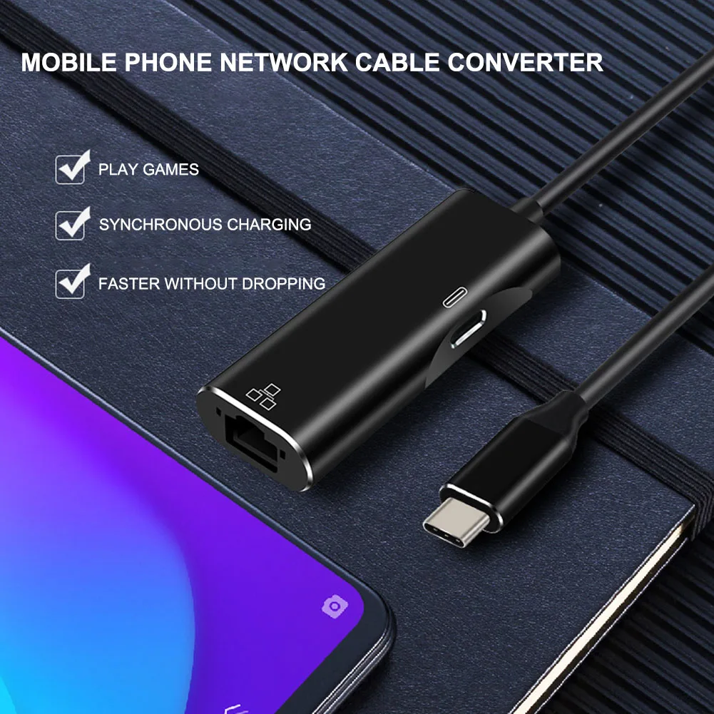 

Wired Network Card Hub Ethernet Adapter Accessories Computer Plug And Play USB C To RJ45 Office High Speed Stable Game Portable
