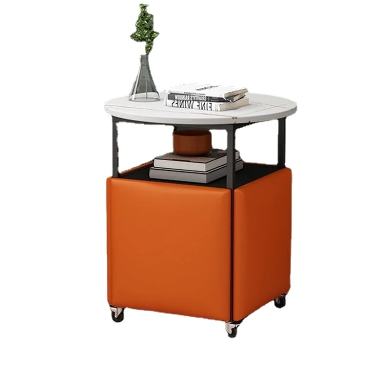 

Маленький кофейный столик за диваном, Многофункциональный стул в форме Куба, роскошный круглый чайный столик в стиле рок, искусственный коф...