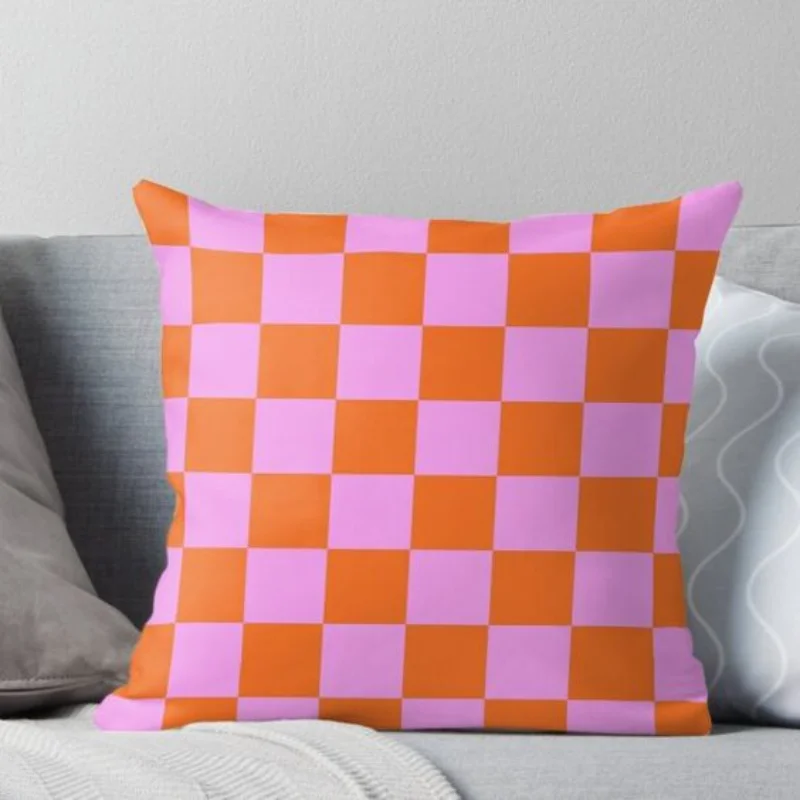 

Chess Board Plaids Peach Skin Pillowcase Print Cushions Greek Key Geometric Floral Pillows Case Sofa Bed Couch Throw Pillows