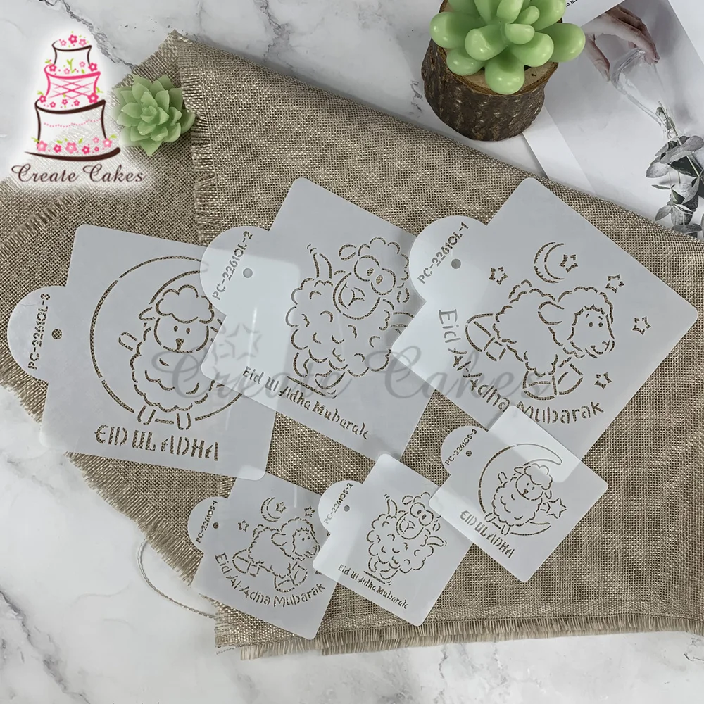 

Mubarak Eid 2 Set Sheep Cookie Stencil Fondant Cake Decorating Tool Plastic Stencil for Cake Decoration Cupcake Stencil Template