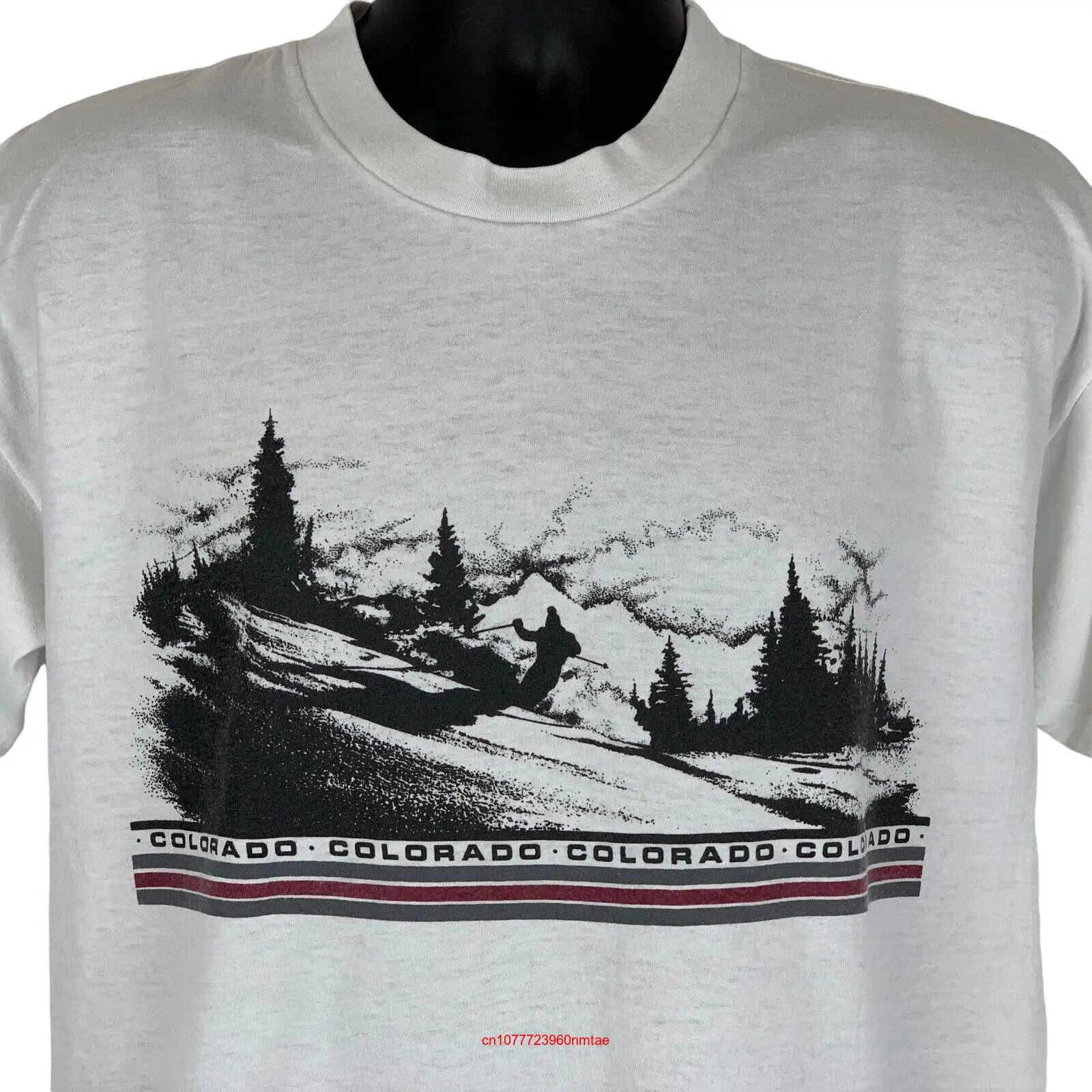 Винтажная футболка для катания на лыжах в Колорадо стиле 80-х белая Сделано США с