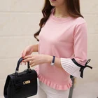 Шикарный свитер и пальто han edition, женские новые агарические наборы с рукавами-рогами, шифоновый милый свитер для девочек