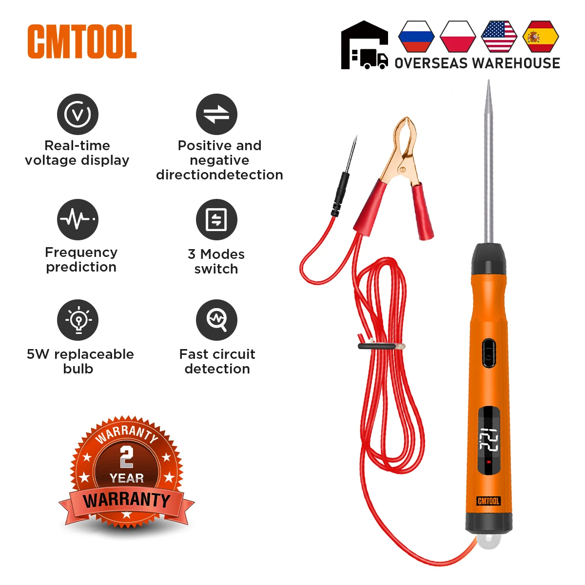 Многофункциональный автомобильный тестер CMTOOL P50, линейный детектор предохранителей, Датчик Холла, эффективный положительный автомобильный детектор цепи отрицательного воздействия
