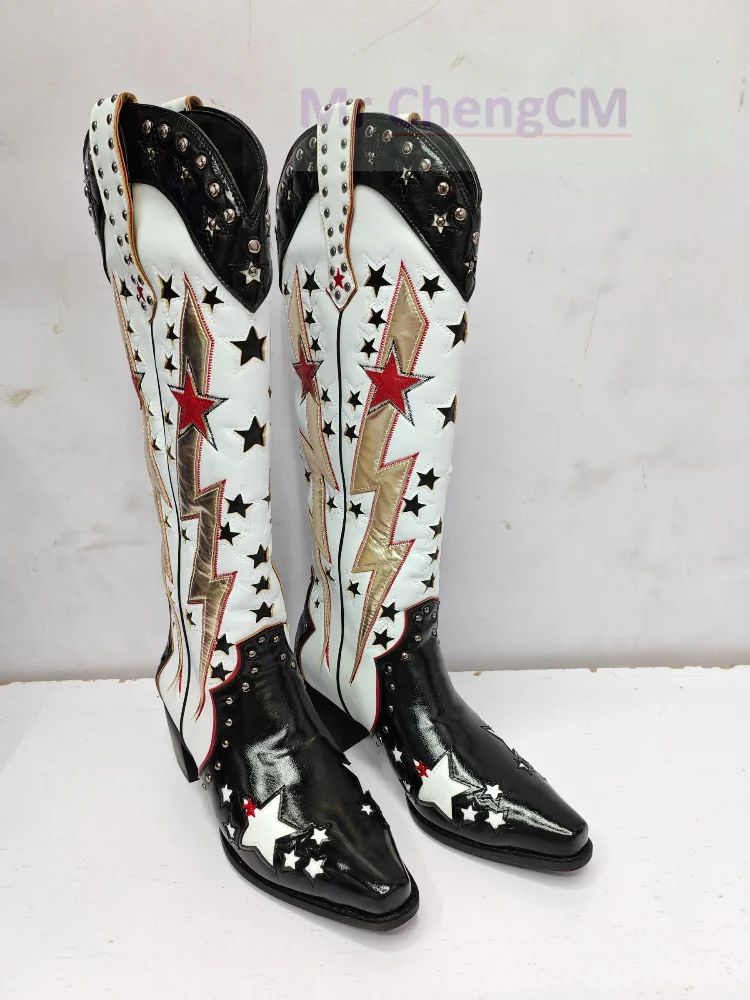 Женские высокие Ковбойские Сапоги до колена в западном стиле женские