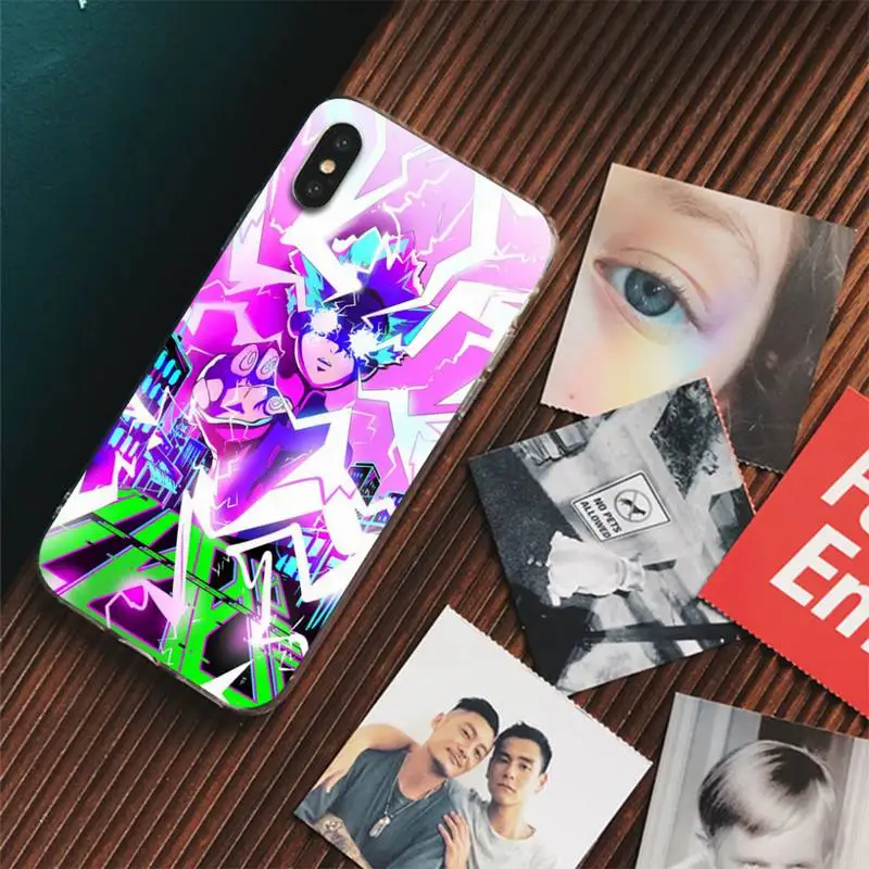 Mob Psycho 100 Phone Case For iPhone 13 14 Pro Max XS XR 12 11 Pro 13 Mini 6 7 8 Plus Clear Back Cover Capa