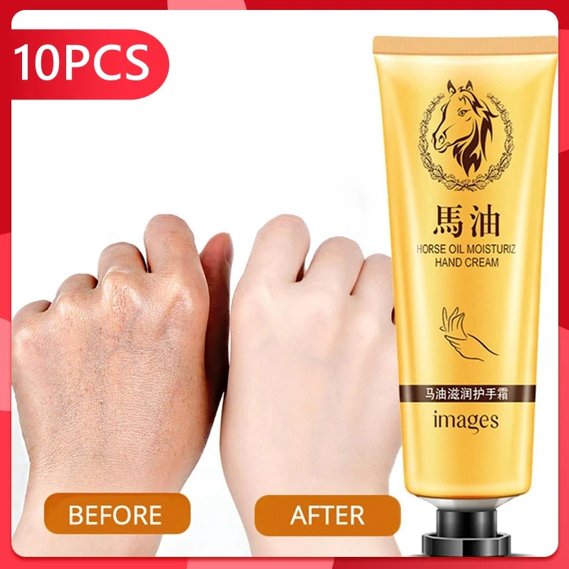 

10Pcs 30g Horse Oil Repairing Hand Cream Smooth Anti-Aging Moisturizing Foot Whitening Cream Hand Care Lotion