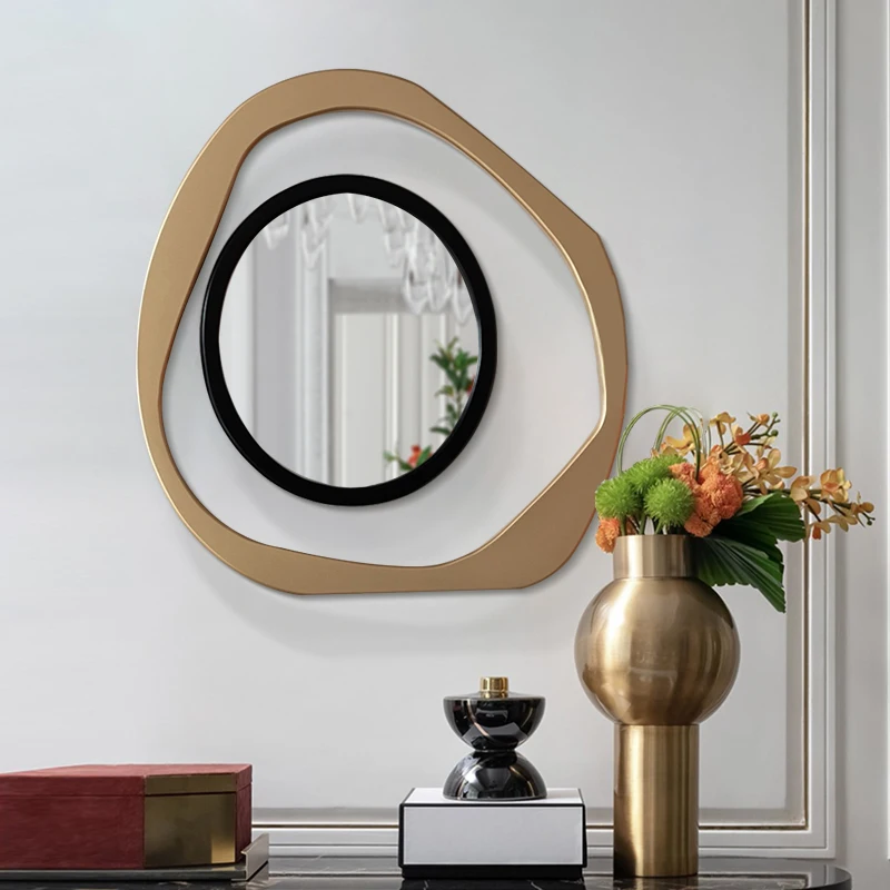 

Sticker Wood Wall Mirror Aesthetic Design Frame Hanging Round Mirror Macrame Nordic Decoration Chambre Living Room Decoration
