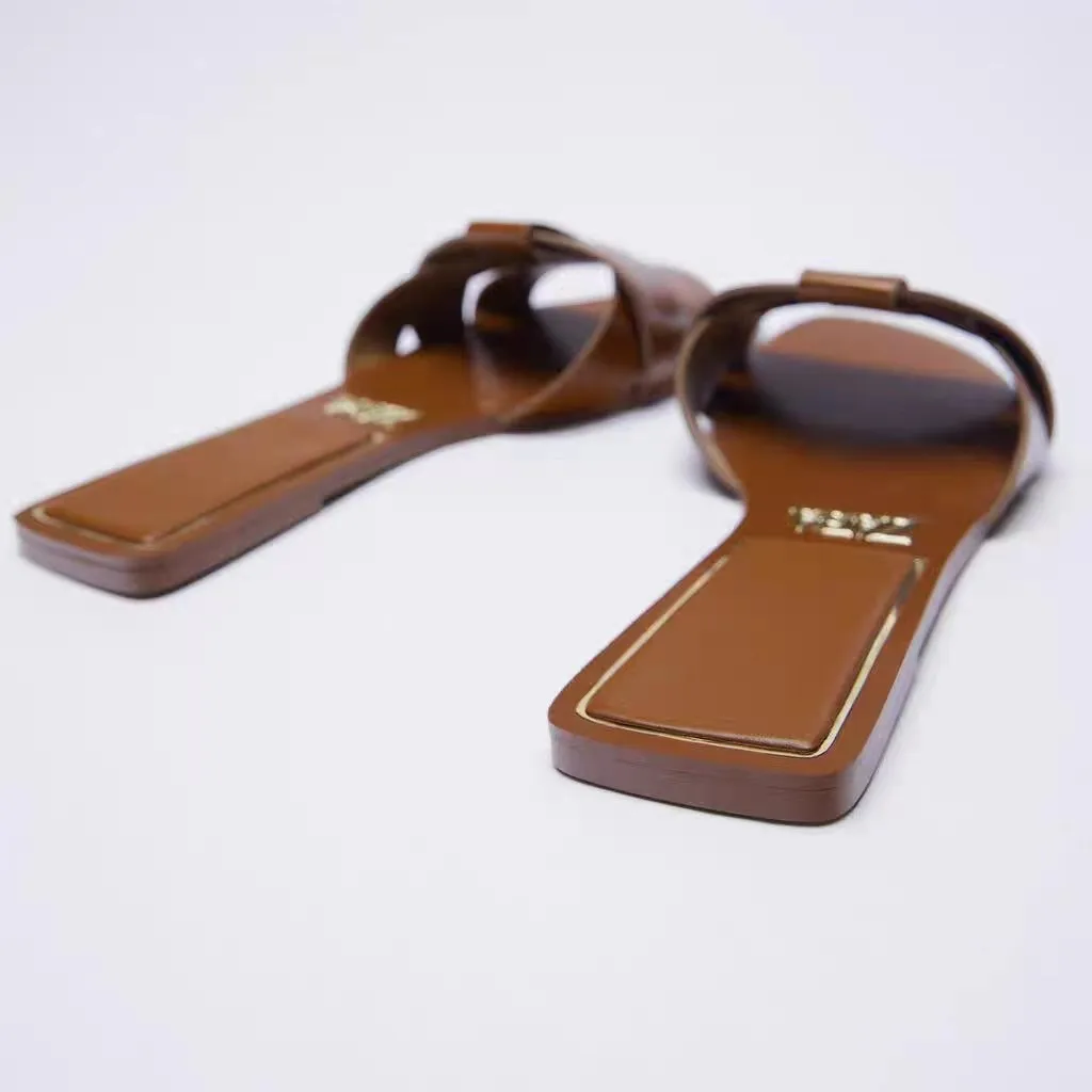 

2023 Summer Women's Comfortable New Type Slippers Flat Bottom Slippers Designer Women's Shoes Casual ZAR Beach Shoes