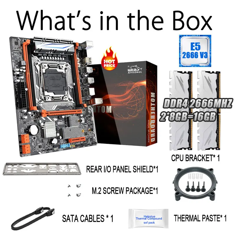Набор для сборки материнской платы X99 XEON E5 2666 V3 LGA 2011-3 ЦП 2 шт. X 8 ГБ = 16 Гб МГц DDR4