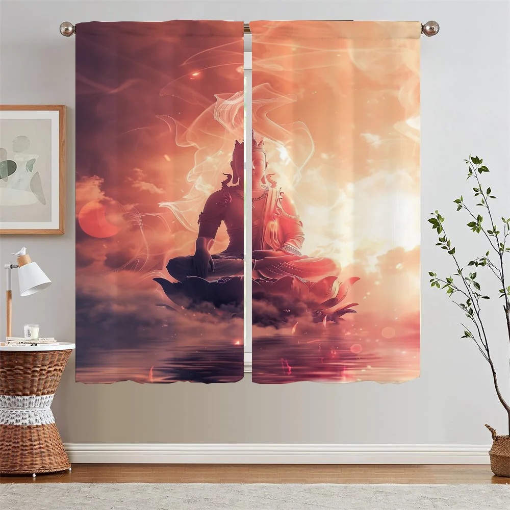 Будда светит черные шторы для гостиной декоративные оконные дома и украшения