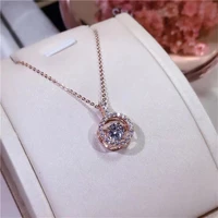 solid 925 sterling silver diamond necklace pendant for females geometric collares mujer origin diamond naszyjnik pendants girls