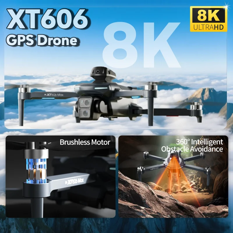 Для Xiaomi XT606 MAX GPS Drone 4k Профессиональная 8K HD камера FPV Wish Screen Drone 360 °   Квадрокоптер для предотвращения препятствий, игрушечный дрон (art.: 3920d19cdebe2) - 3920d19cdebe2